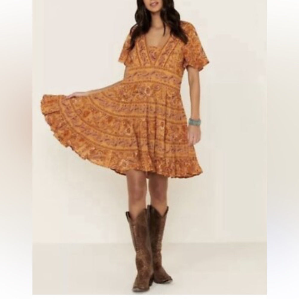 Patrons Of Peace Toluca Border Boho Paisley Cottagecore Peasant Mini Dress M